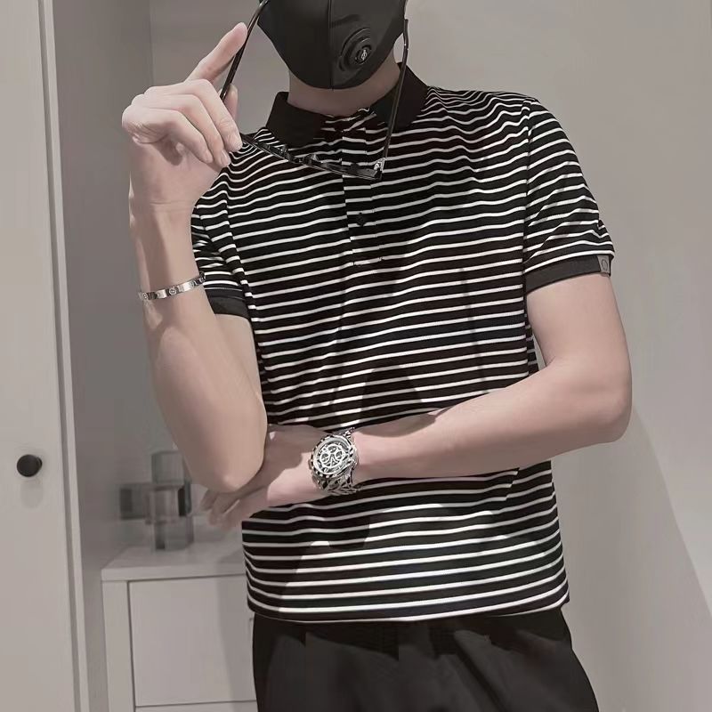 Polo Shirt Slim - قميص بولو رجالي مخطط جديد للصيف،