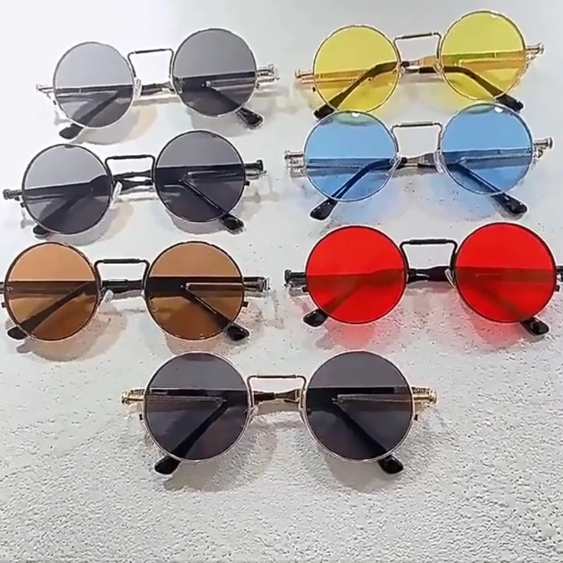 Men'S Fashion Round Glasses - نظارات شمسية دائرية بإطار معدني عتيق