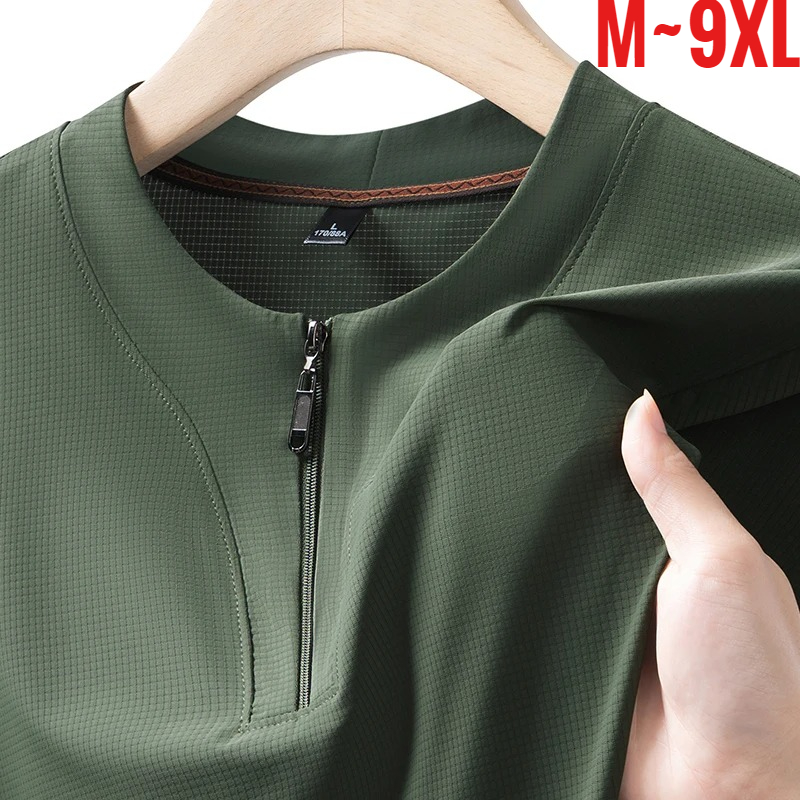 Mens Fashion Zip Up - قميص هينلي رجالي كبير الحجم 9XL