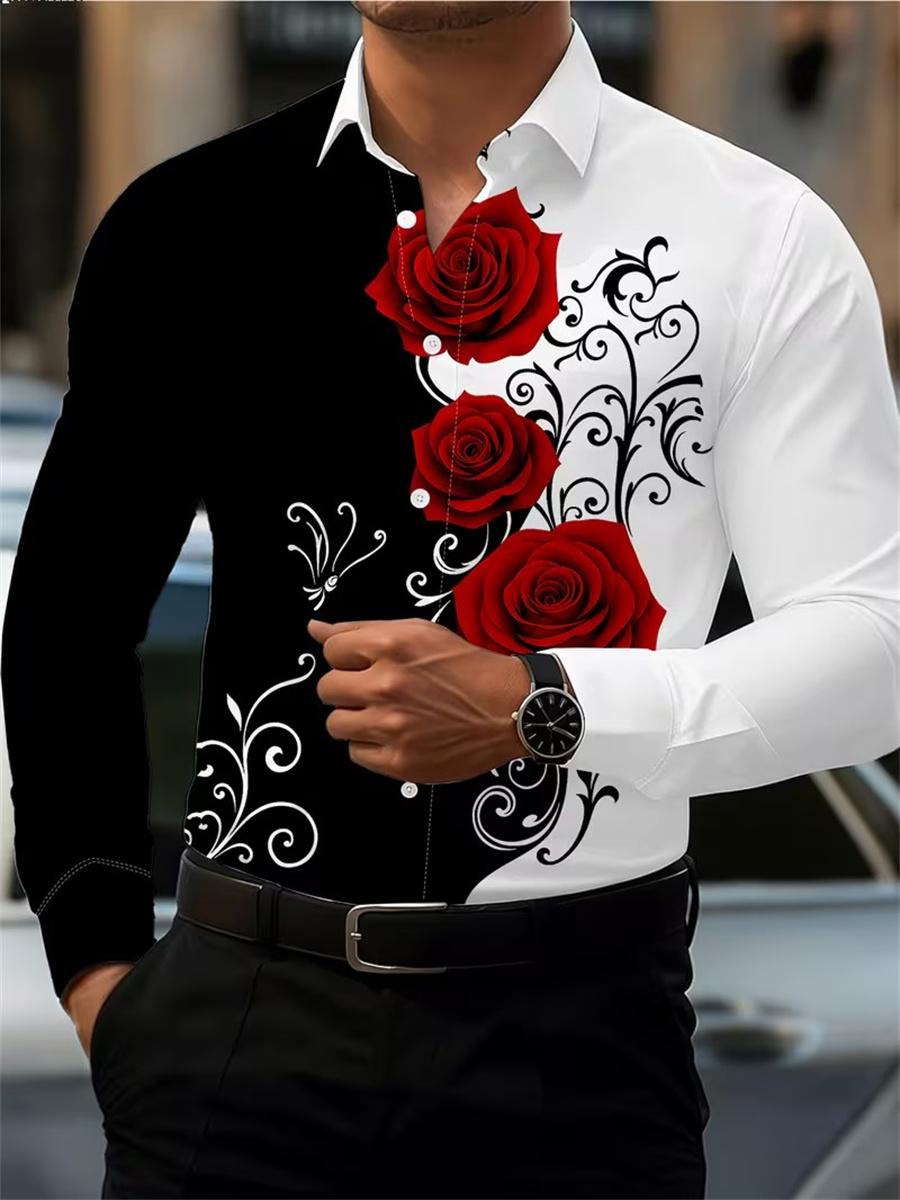 Men'S Fashion Undershirt - قميص رجالي بأكمام طويلة مزين بطبعة