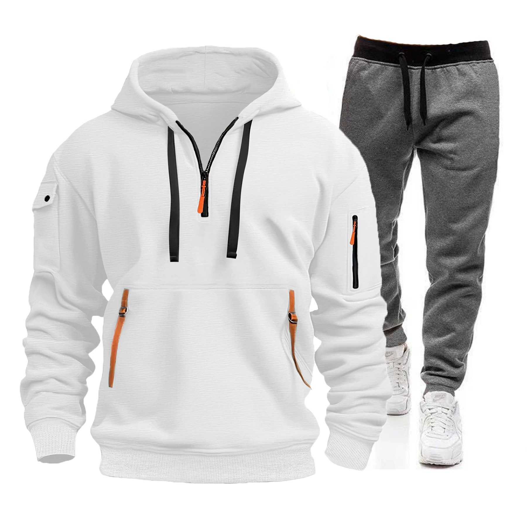 طقم هودي رياضي رجالي لربيع وخر - مراجعة Mens Fashion Zip Up وسعره
