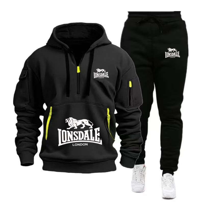 طقم هودي رجالي من LONSDALE بجي - مراجعة Mens Fashion Zip Up وسعره