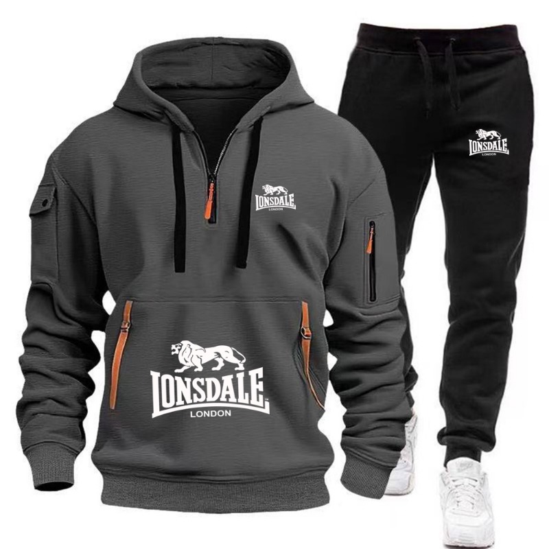 طقم هودي رجالي من LONSDALE بجي - مراجعة Mens Fashion Zip Up وسعره